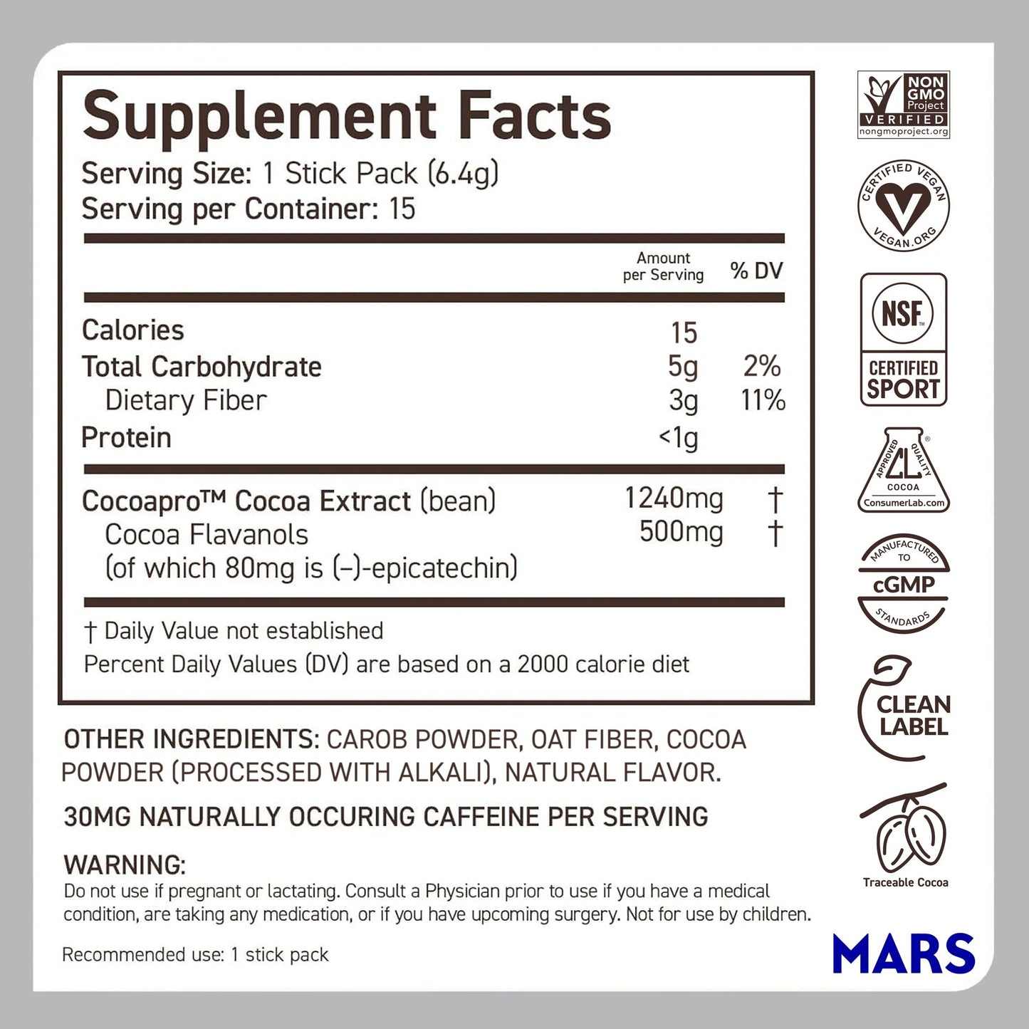 CocoaVia™ 500mg Cocoa Flavanols Powder Stick Packs